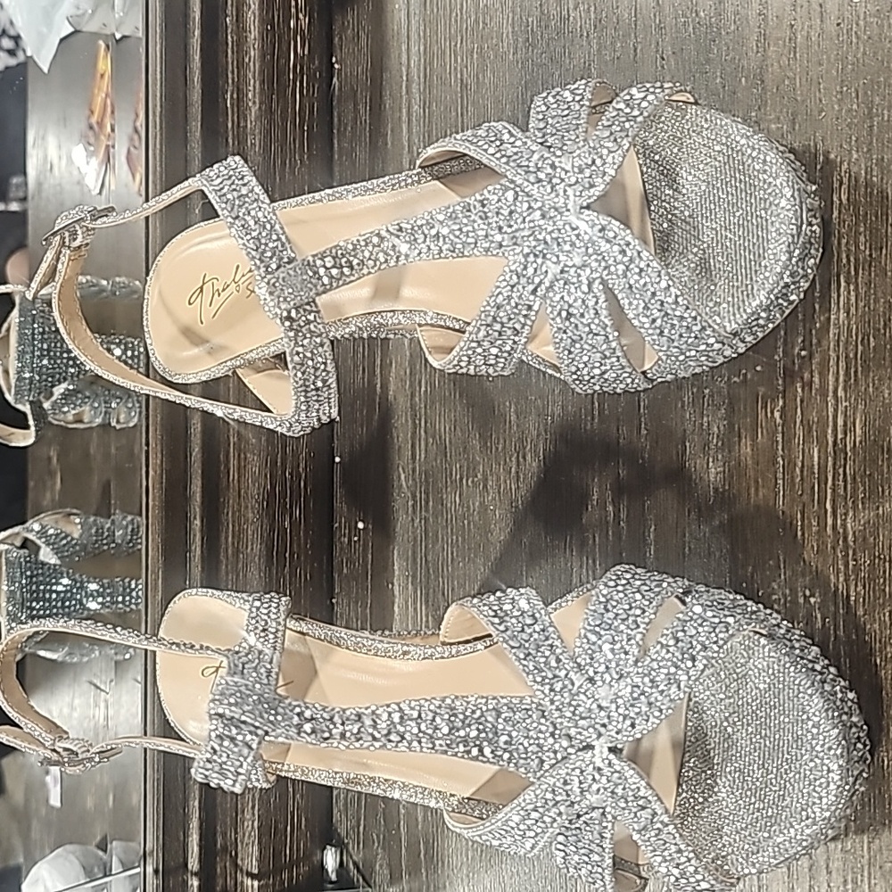 Thalia Sodi Silver Glitter Heels